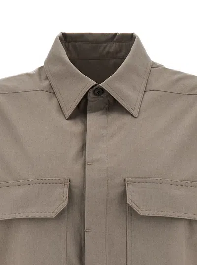 Shop Rick Owens 'workshirt' Grey Shirt With Concealed Closure In Cotton Man In Pink