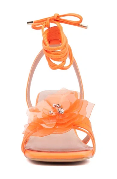 Shop Fashion To Figure Blossom Ankle Tie Sandal In Neon Orange