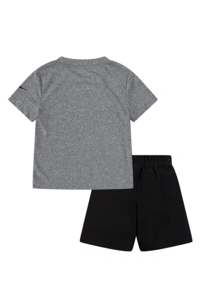 Shop 3 Brand Kids' Dri-fit Colorblock Logo T-shirt & Shorts Set In Carbon Heather
