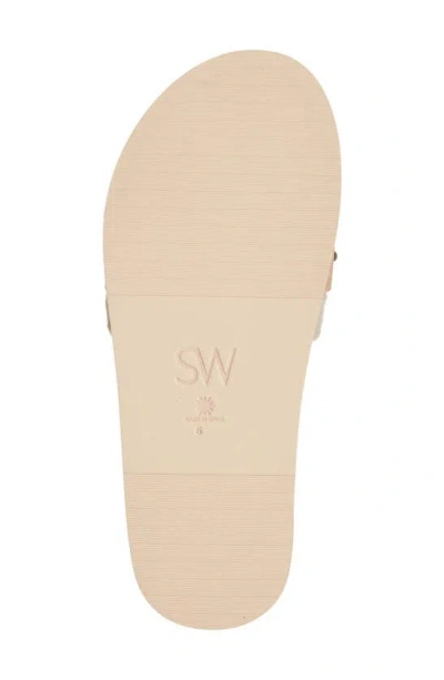 Shop Stuart Weitzman Super Studs Genuine Shearling Slide Sandal In Cream/ Sandalwood