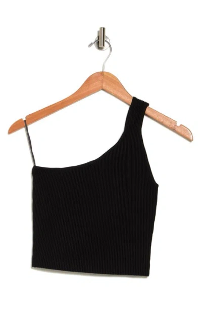 Shop Nsr One-shoulder Sweater Knit Tank In Black