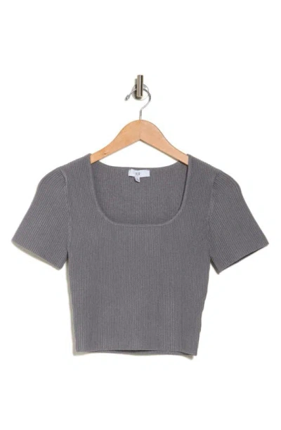 Shop Nsr Square Neck Short Sleeve Knit Sweater In Gray