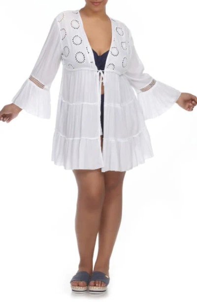 Shop Boho Me Tiered Tie Front Cover-up Duster In White