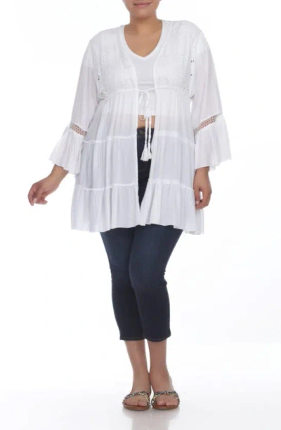 Boho Me Tiered Tie Front Cover-up Duster In White