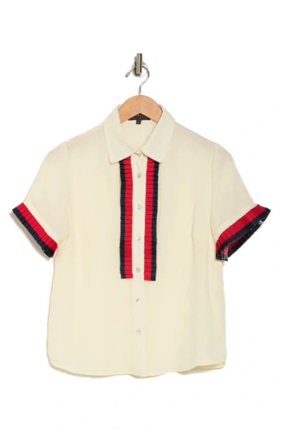 Shop Gracia Pleated Button-up Shirt In Ivory
