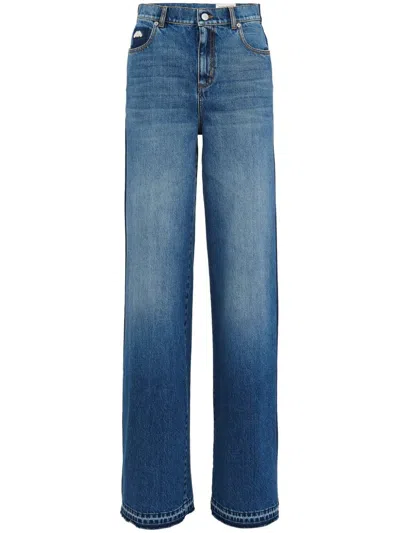 Shop Alexander Mcqueen Blue High-waisted Jeans