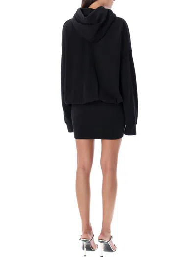 Shop Dsquared2 Fleece Hooded Mini Dress In Black