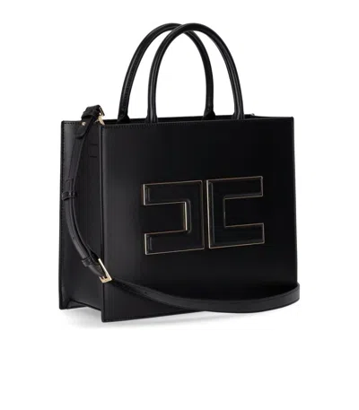 Shop Elisabetta Franchi Black Handbag With Logo