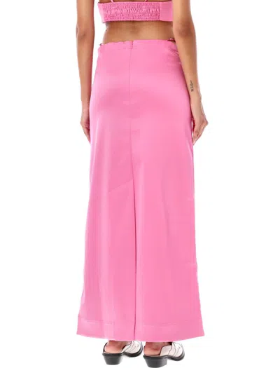 Shop Ganni Double Satin Maxi Skirt In Pink