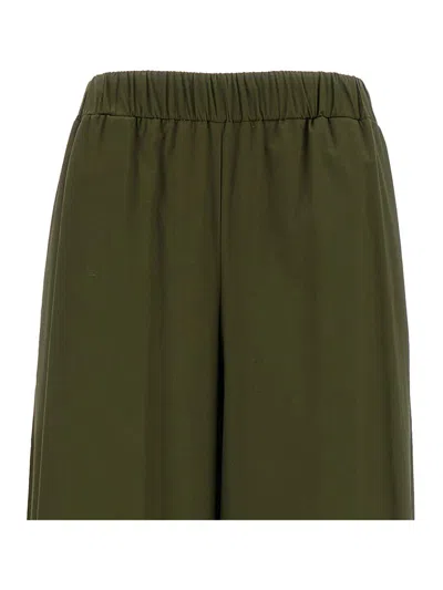 Shop Federica Tosi Green Elastic High-waisted Pants In Stretch Cotton Woman