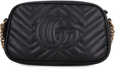 Shop Gucci Gg Marmont Quilted Leather Crossbody Bag In Black