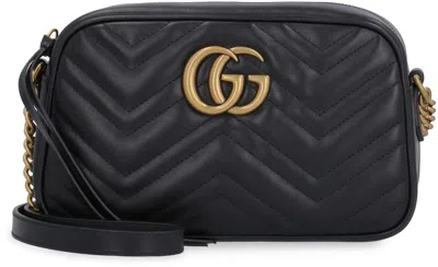 Shop Gucci Gg Marmont Quilted Leather Crossbody Bag In Black