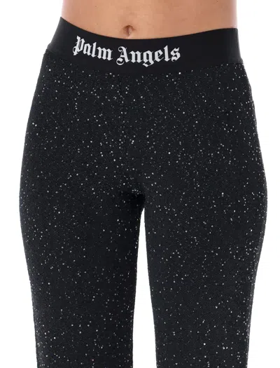 Shop Palm Angels Soiree Knit Logo Pants In Black/white