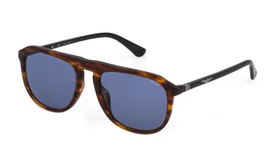 Shop Police Sunglasses In Shiny Streaked Brown