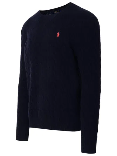 Shop Polo Ralph Lauren Wool Blend Blue Sweater In Navy