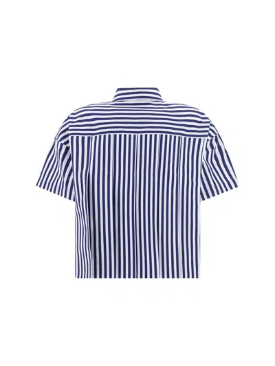Shop Sacai Shirts In Navy Stripe