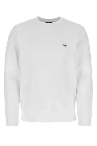 Shop Emporio Armani Logo Patch Crewneck Sweatshirt In White