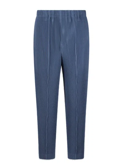 Shop Issey Miyake Homme Plissé  Pleated Cropped Pants In Blue