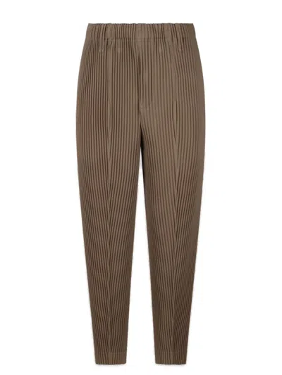 Shop Issey Miyake Homme Plissé  Pleated Cropped Pants In Brown