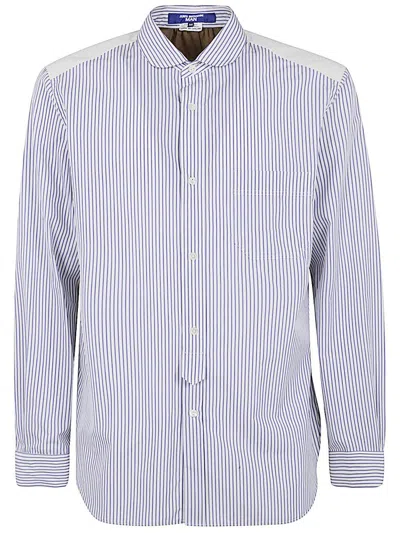 Shop Junya Watanabe Comme Des Garçons Striped Panelled Shirt In Blue