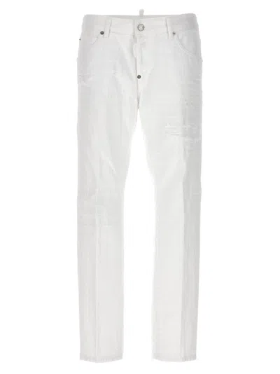 Shop Dsquared2 Distressed Skinny Jeans In White