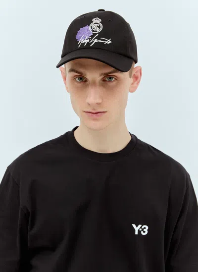 Shop Real Madrid X Adidas Y-3 Logo Print Baseball Cap In Black