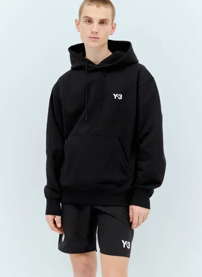 Shop Real Madrid X Adidas Y-3 Logo Print Hooded Sweatshirt In Black