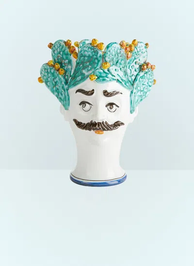 Shop Les Ottomans Man Cacti Vase In White