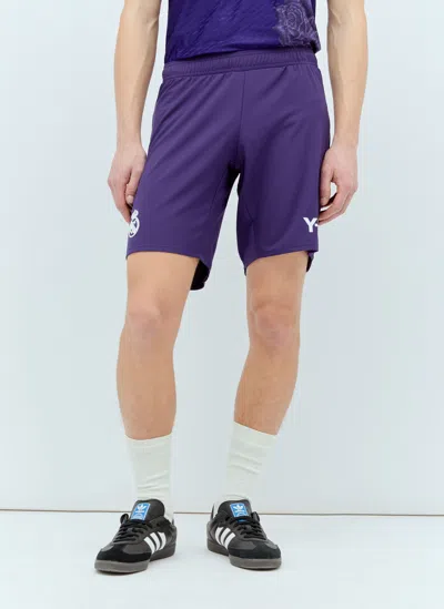 Shop Real Madrid X Adidas Y-3 Logo Print Drawstring Shorts In Purple