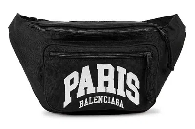 Pre-owned Balenciaga Cities Paris Explorer Nylon Belt Bag Black