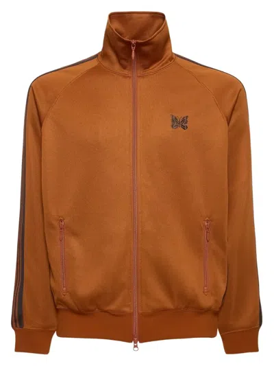 Shop Needles Logo Embroidered Zip In Brown