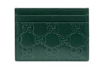 Pre-owned Gucci Card Case Ssima Green