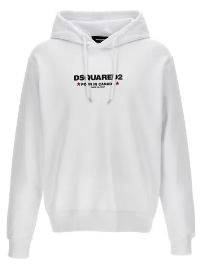 Shop Dsquared2 Logo Printed Drawstring Hoodie In White