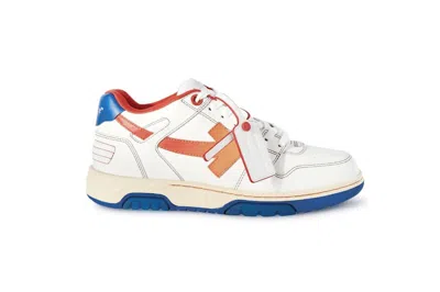 Pre-owned Off-white Out Of Office Ooo Low Tops White Orange Blue Contrast Stitching In White/orange/blue