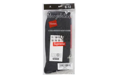 Pre-owned Supreme Mm6 Maison Margiela Hanes Crew Socks (1 Pack) Black