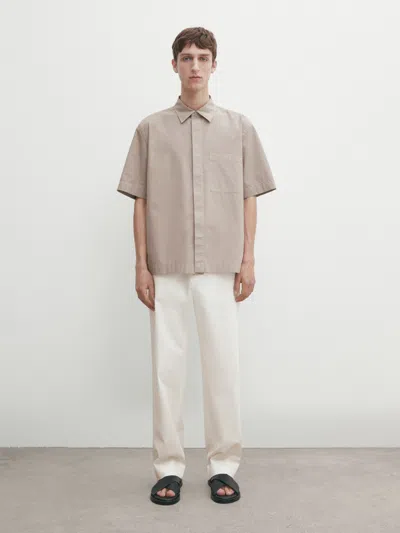 Massimo Dutti Popelinhemd Kurzarm In Grau