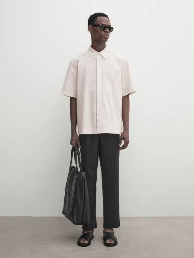 Massimo Dutti Popelinhemd Kurzarm In Beige