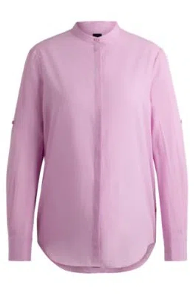 Shop Hugo Boss Regular-fit Blouse In Chambray In Light Purple