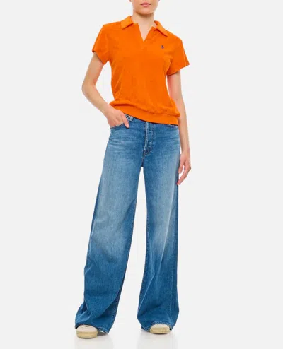 Shop Polo Ralph Lauren Terry Short Sleeves Polo Shirt In Orange