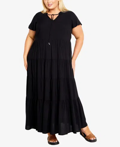 Shop Avenue Plus Size Lani Maxi Dress In Black