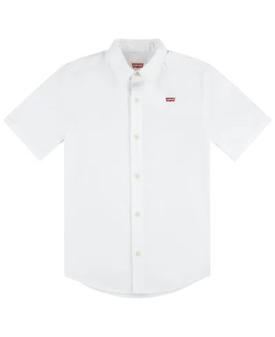 Shop Levi's Little Boys Short Sleeve Woven Button-up Shirt In White