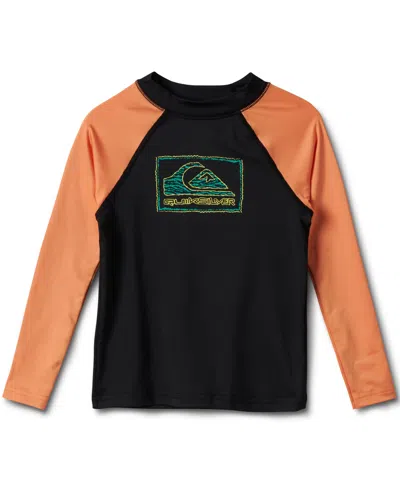 Shop Quiksilver Toddler & Little Boys Everyday Colorblocked Logo-print Upf 50+ Long-sleeve Surf Rash Guard In Xkkb-black