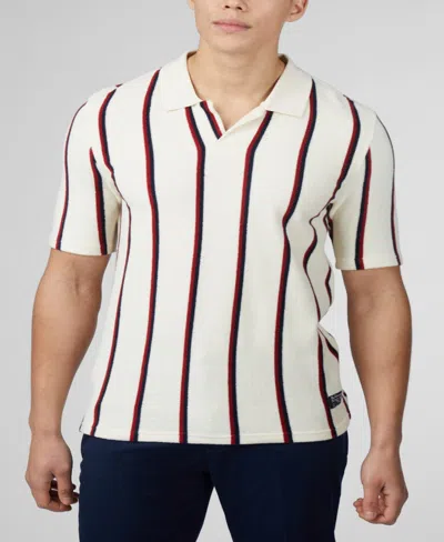 Shop Ben Sherman Men's Stripe Toweling Polo Shirt In White