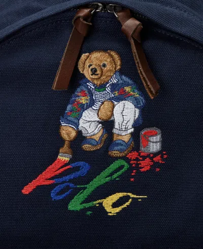 Shop Polo Ralph Lauren Men's Embroidered Canvas Backpack In Newport Navy
