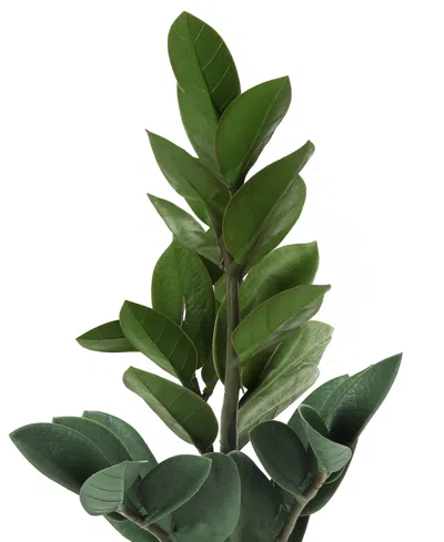 Monarch Specialties 20" Indoor Artificial Zz Plant With Decorative Grey Cement Pot In Green
