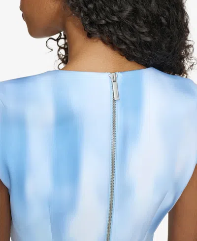 Shop Calvin Klein Women's Printed V-neck Sheath Dress In Breeze Mlt