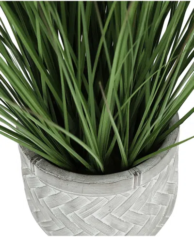 Monarch Specialties 21" Indoor Artificial Grass Plant With Decorative White Pot In Green