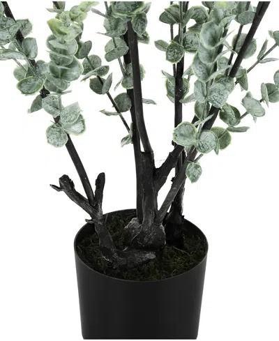 Monarch Specialties 44" Indoor Artificial Floor Eucalyptus Tree With Black Pot In Green
