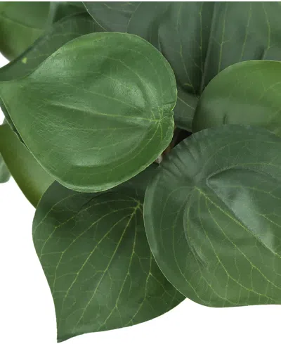 Monarch Specialties 8" Indoor Artificial Alocasia Plants With Decorative White Cement Pots, Set Of 2 In Green