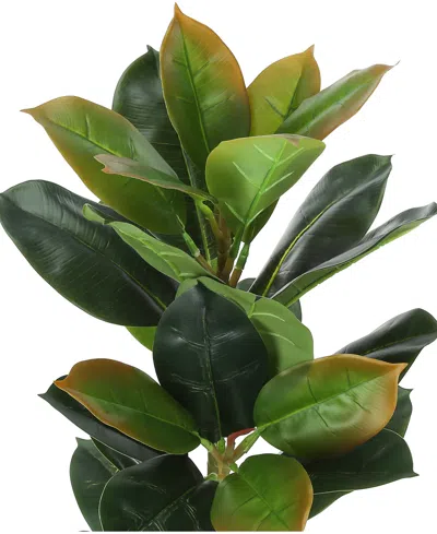 Monarch Specialties 40" Indoor Artificial Floor Rubber Tree With Black Pot In Green